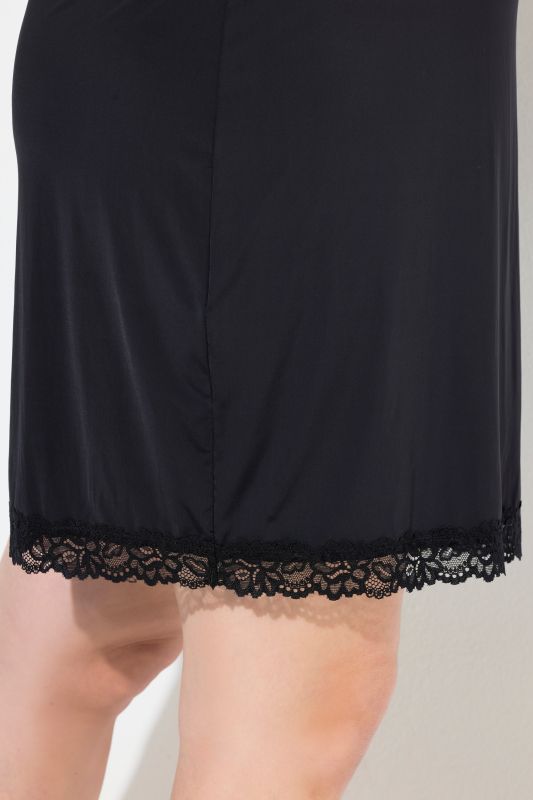 Lace Trim Spaghetti Strap Stretch Knit Slip