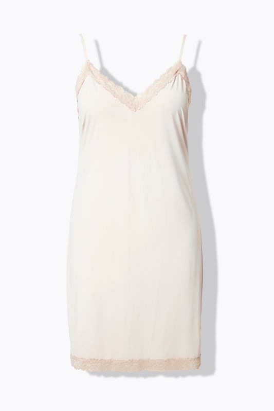 Lace Trim Spaghetti Strap Stretch Knit Slip