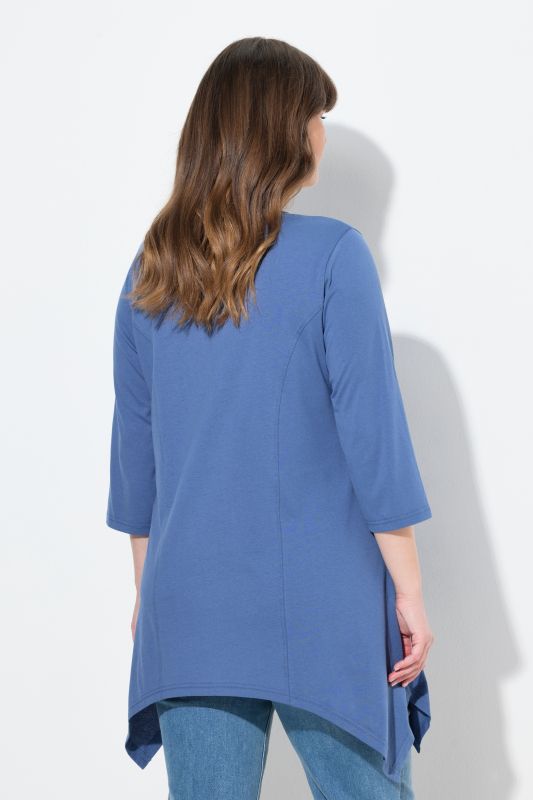 Eco Cotton V-Neck Pointed Hem A-line Fit Tee