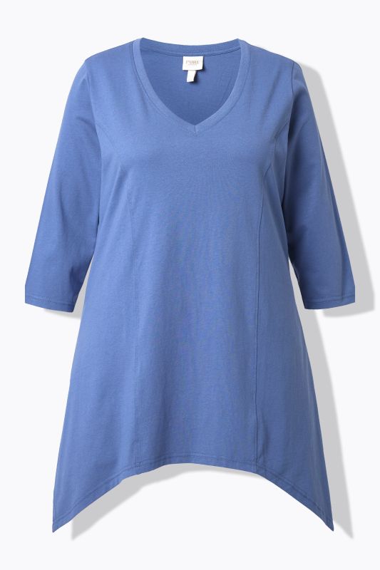 Eco Cotton V-Neck Pointed Hem A-line Fit Tee