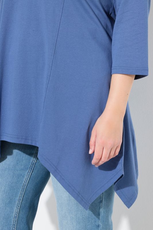 Eco Cotton V-Neck Pointed Hem A-line Fit Tee