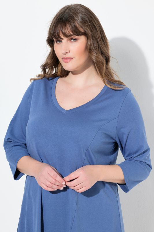 Eco Cotton V-Neck Pointed Hem A-line Fit Tee