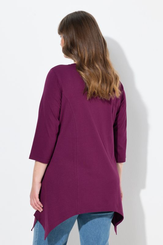 Eco Cotton V-Neck Pointed Hem A-line Fit Tee