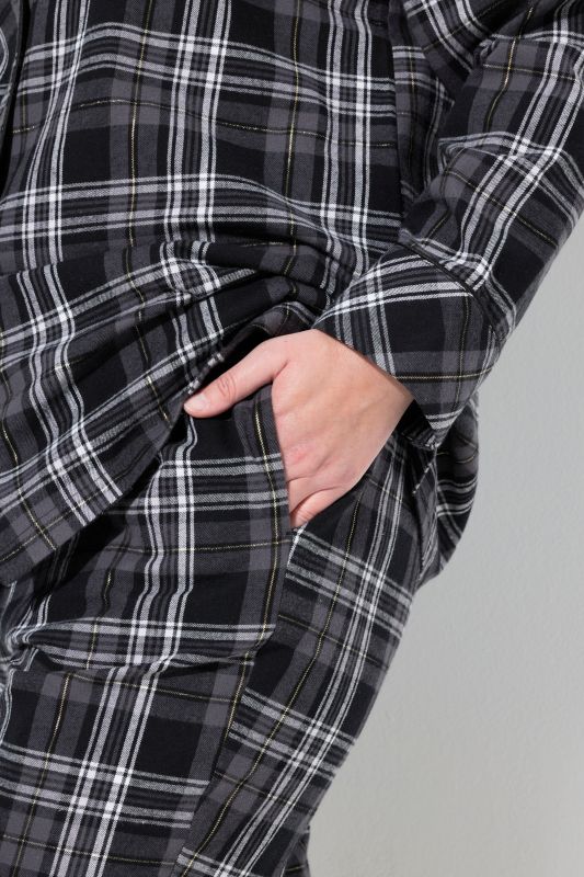 Plaid Button Front Cotton Flannel Pajama Set