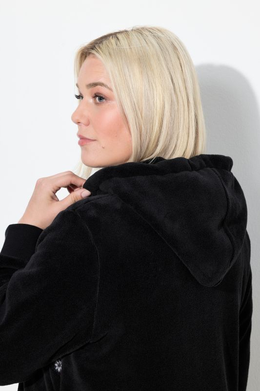 Norwegian Print Zip Front Hooded Plush Lounge Jacket