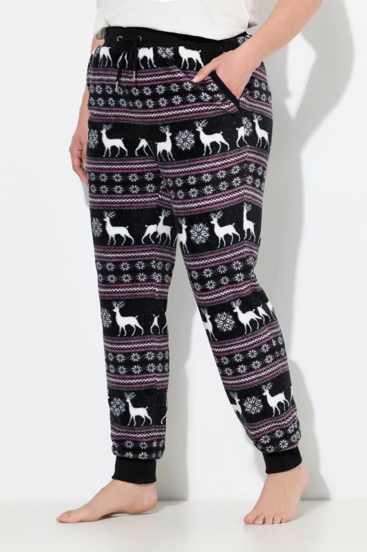 Norwegian Print Elastic Waist Plush Lounge Pants