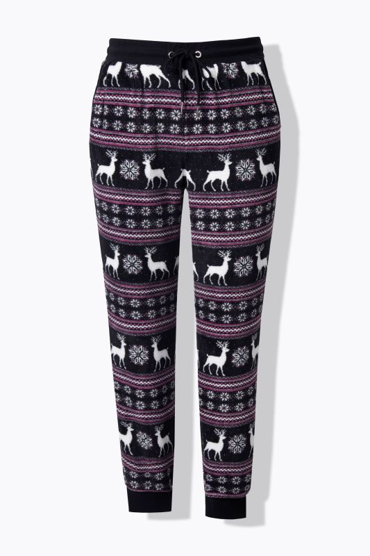 Norwegian Print Elastic Waist Plush Lounge Pants