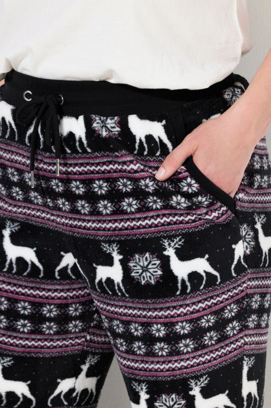 Norwegian Print Elastic Waist Plush Lounge Pants