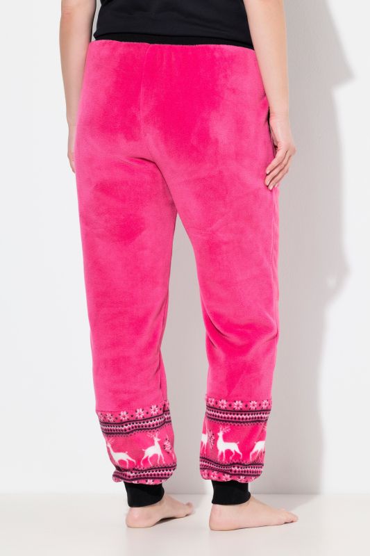 Nordic Stripe Print Elastic Waist Plush Lounge Pants