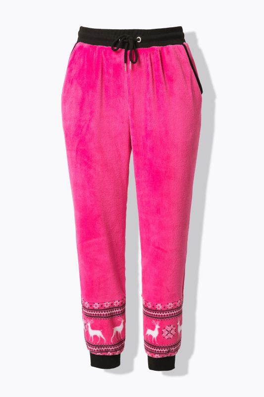 Nordic Stripe Print Elastic Waist Plush Lounge Pants