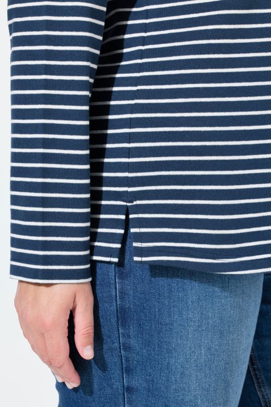 Eco Cotton Stripe Rib Knit Slim Fit Turtleneck