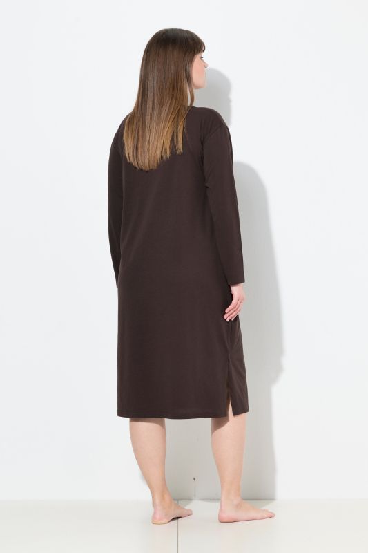 Satin Pocket Long Sleeve Nightgown