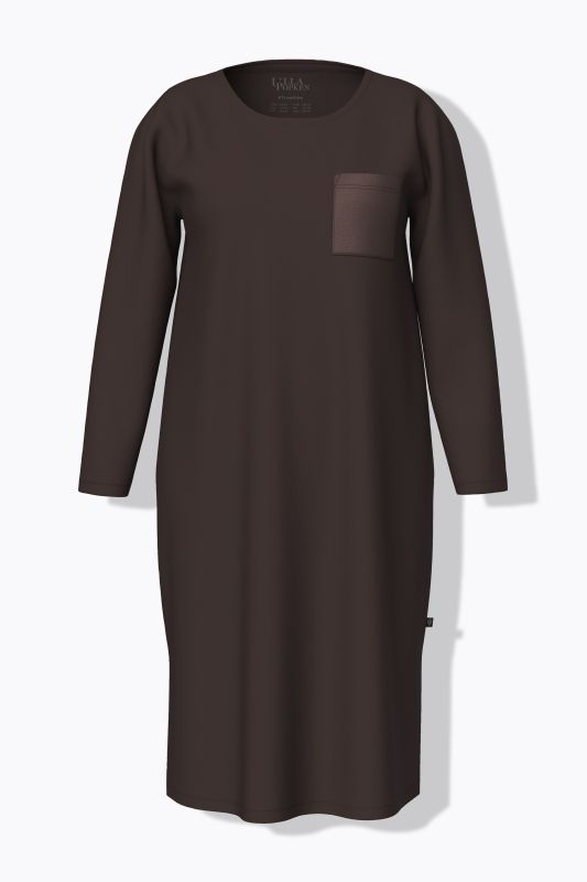 Satin Pocket Long Sleeve Nightgown