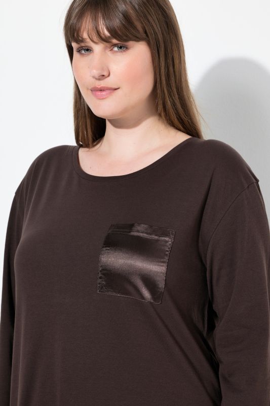 Satin Pocket Long Sleeve Nightgown