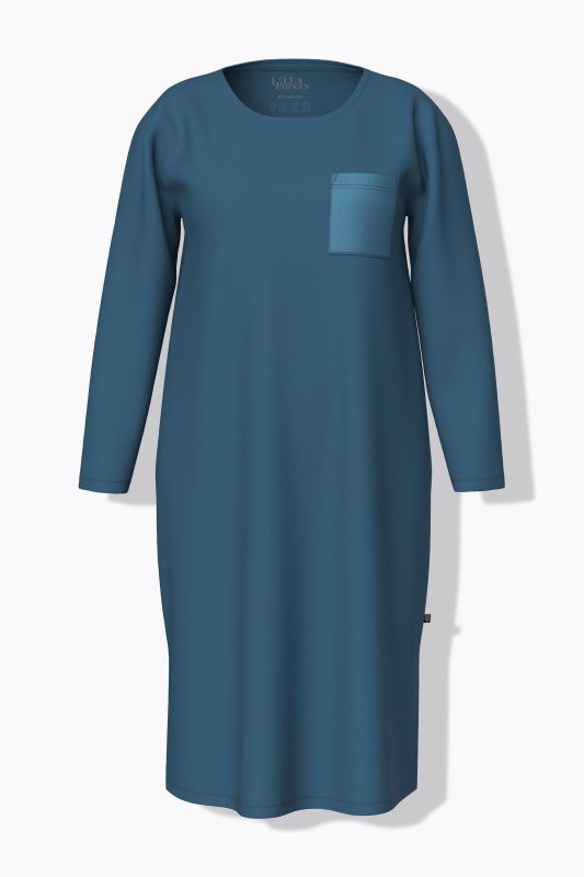 Satin Pocket Long Sleeve Nightgown