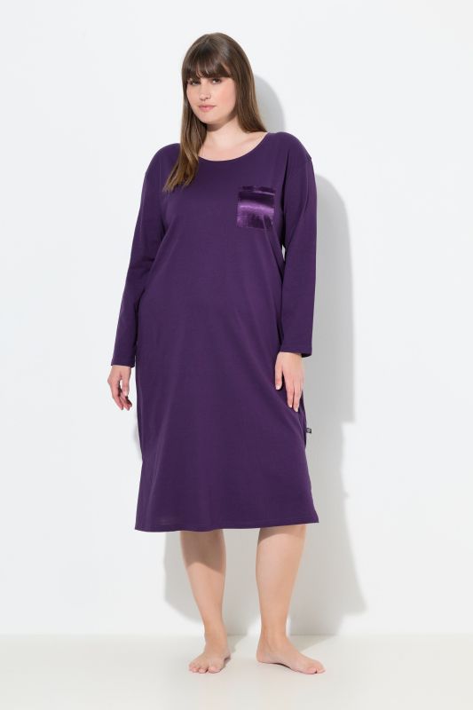 Satin Pocket Long Sleeve Nightgown