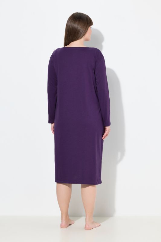 Satin Pocket Long Sleeve Nightgown