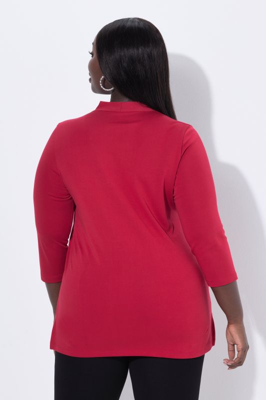 Pima Cotton Goblet Collar 3/4 Sleeve Tee