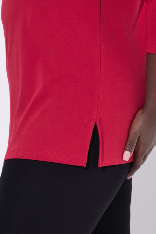 Pima Cotton Goblet Collar 3/4 Sleeve Tee