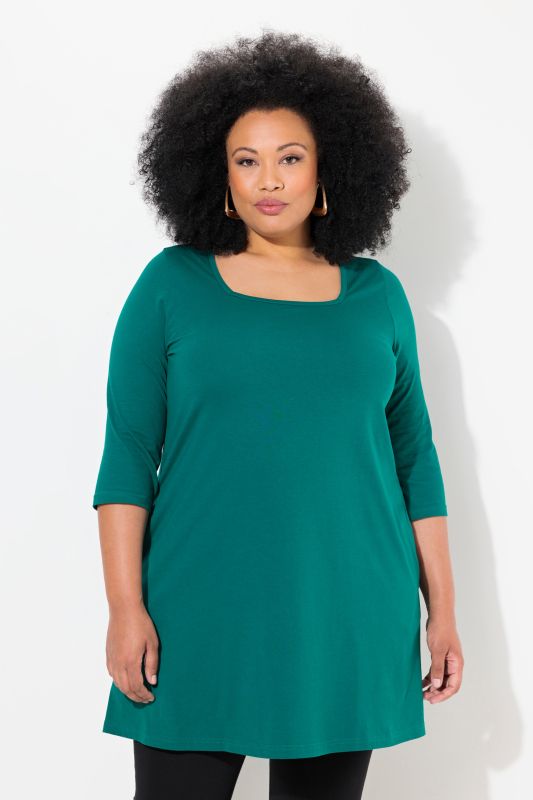 Square Neckline Knit Swing A-line Pocket Tunic
