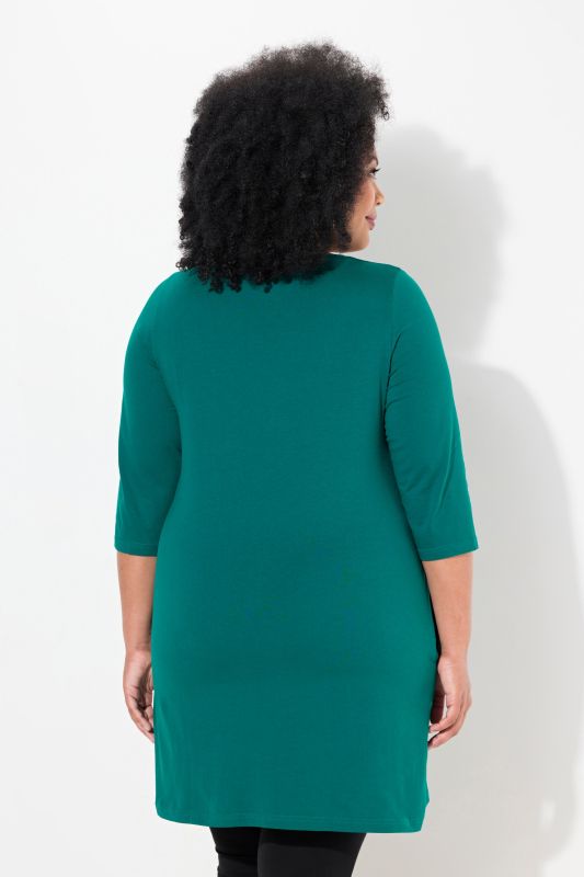 Square Neckline Knit Swing A-line Pocket Tunic