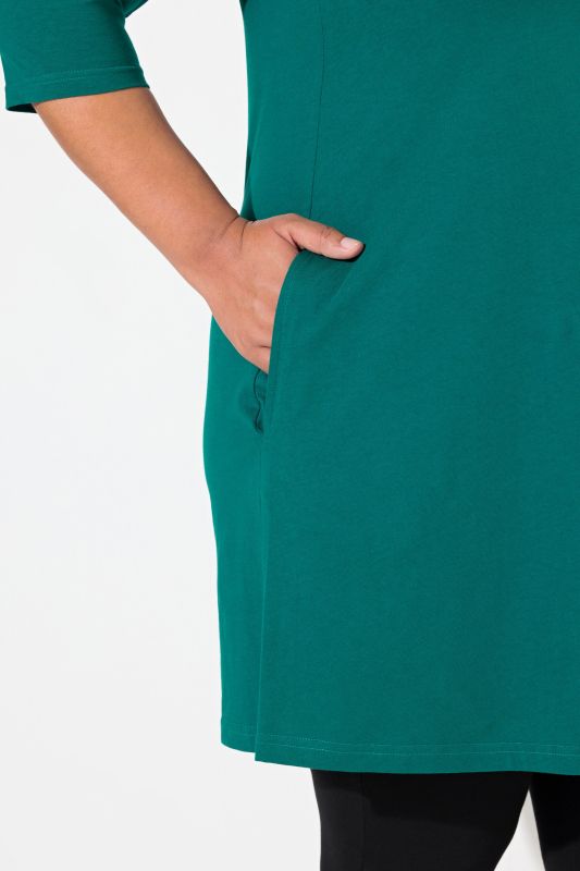 Square Neckline Knit Swing A-line Pocket Tunic