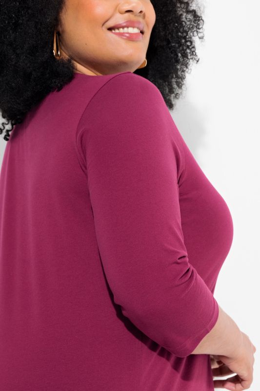 V-Neck Swing A-line Hem Cotton Knit Tunic