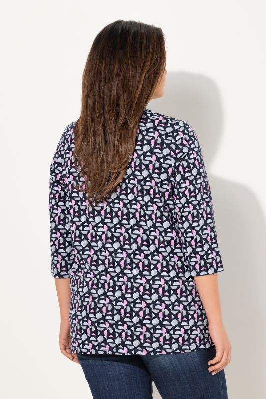 Geometric Pattern 3/4 Sleeve Tee