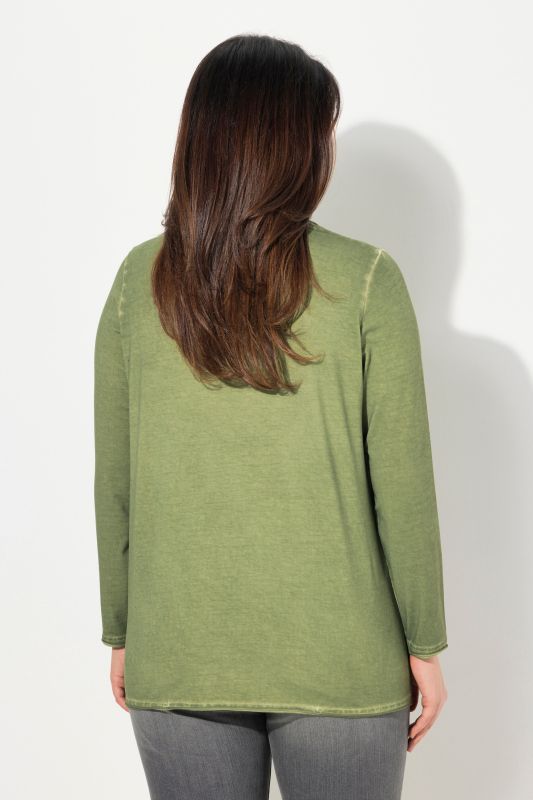 Cold Dyed Sequined Heart Long Sleeve Tee