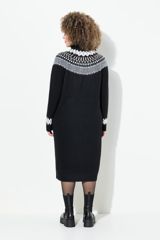Norwegian Striped Knit Turtleneck Dress