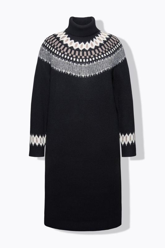 Norwegian Striped Knit Turtleneck Dress