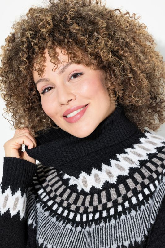 Norwegian Striped Knit Turtleneck Dress