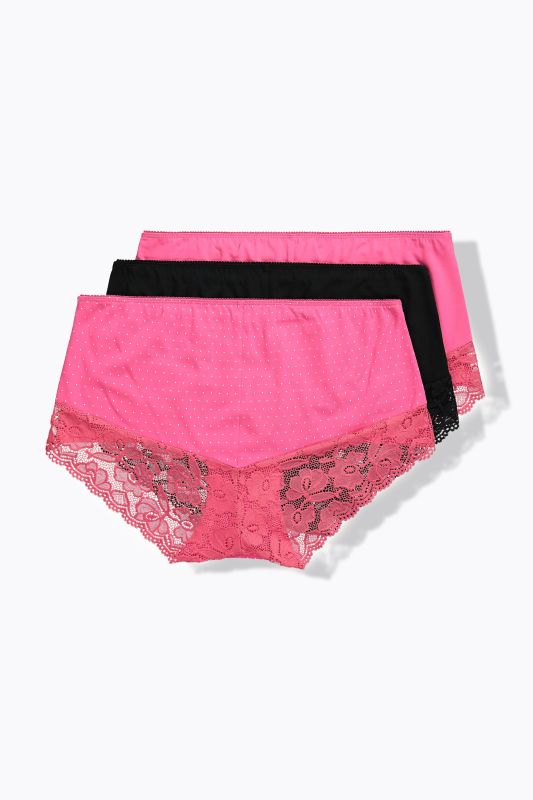 3 Pack Lace Panel Hipster Panties