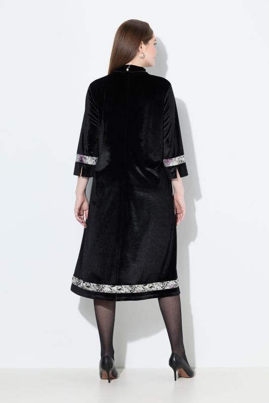 Velvet Floral Trim Necklace Dress