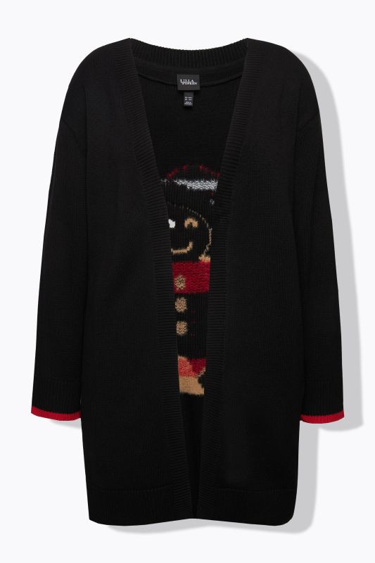 Gingerbread Man Pom Pom Open Shape Cardigan