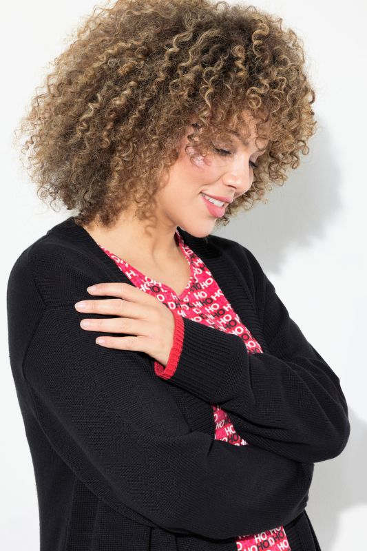 Gingerbread Man Pom Pom Open Shape Cardigan