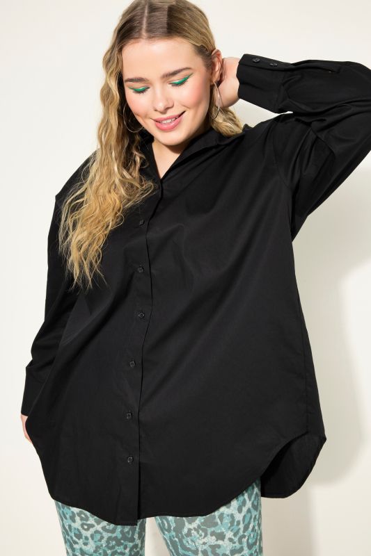 Back Button Long Sleeve Blouse