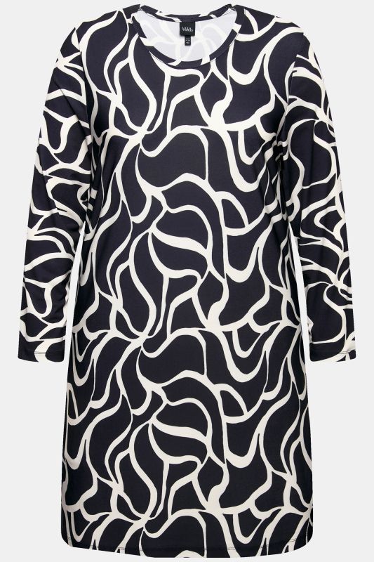 Matte Jersey Geometric Print Long Sleeve Tunic