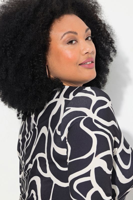 Matte Jersey Geometric Print Long Sleeve Tunic