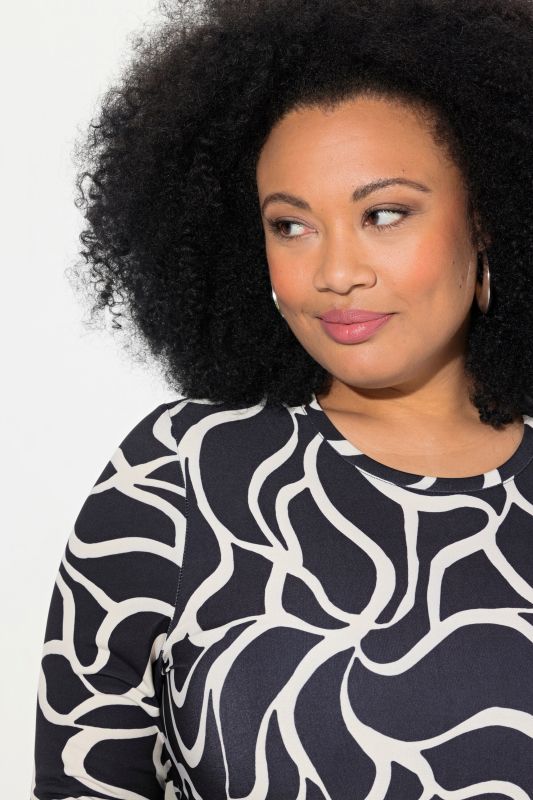 Matte Jersey Geometric Print Long Sleeve Tunic