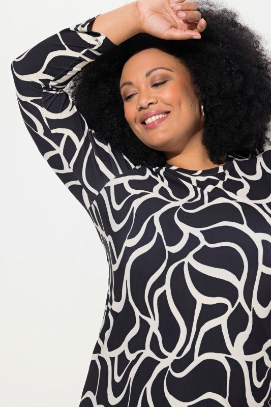 Matte Jersey Geometric Print Long Sleeve Tunic