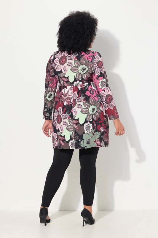 Flower Print Long Sleeve Knit Tunic