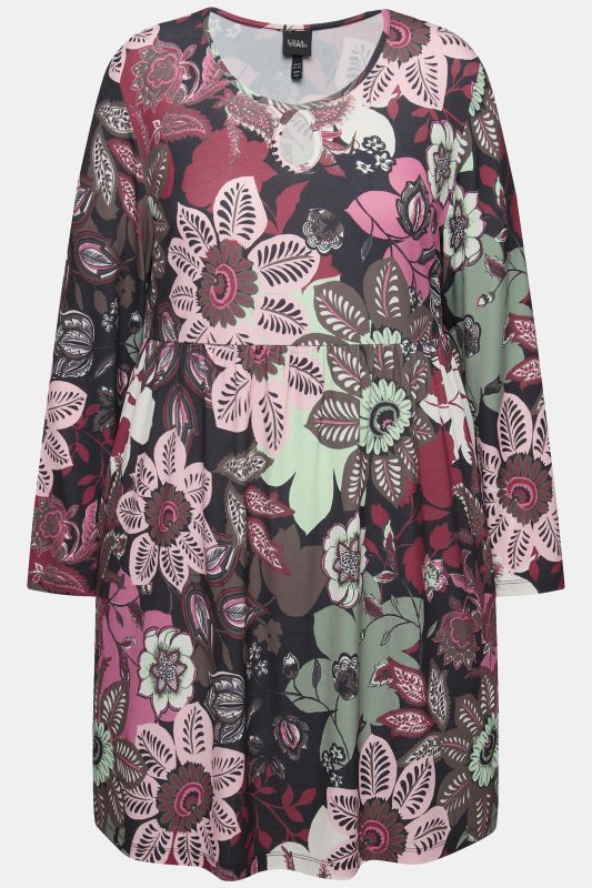 Flower Print Long Sleeve Knit Tunic