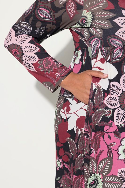 Flower Print Long Sleeve Knit Tunic