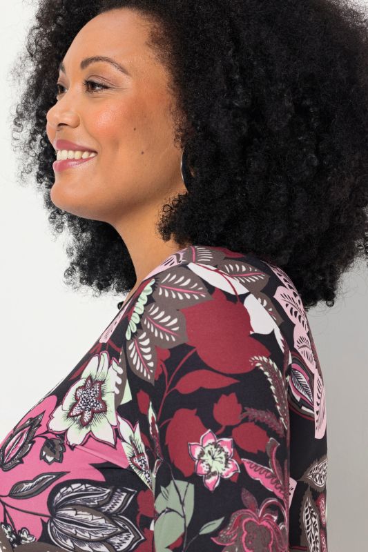 Flower Print Long Sleeve Knit Tunic