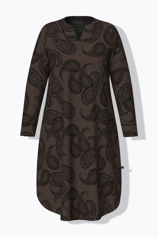 Paisley Split Neck Long Sleeve Nightgown