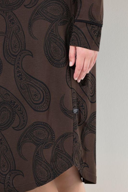 Paisley Split Neck Long Sleeve Nightgown
