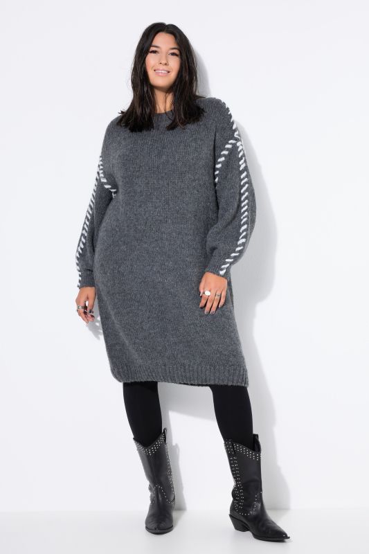 Oversized Seam Long Sleeve Sweater Dress