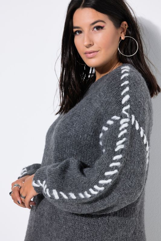 Oversized Seam Long Sleeve Sweater Dress