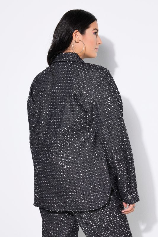 Sequined Snap Close Denim Blouse